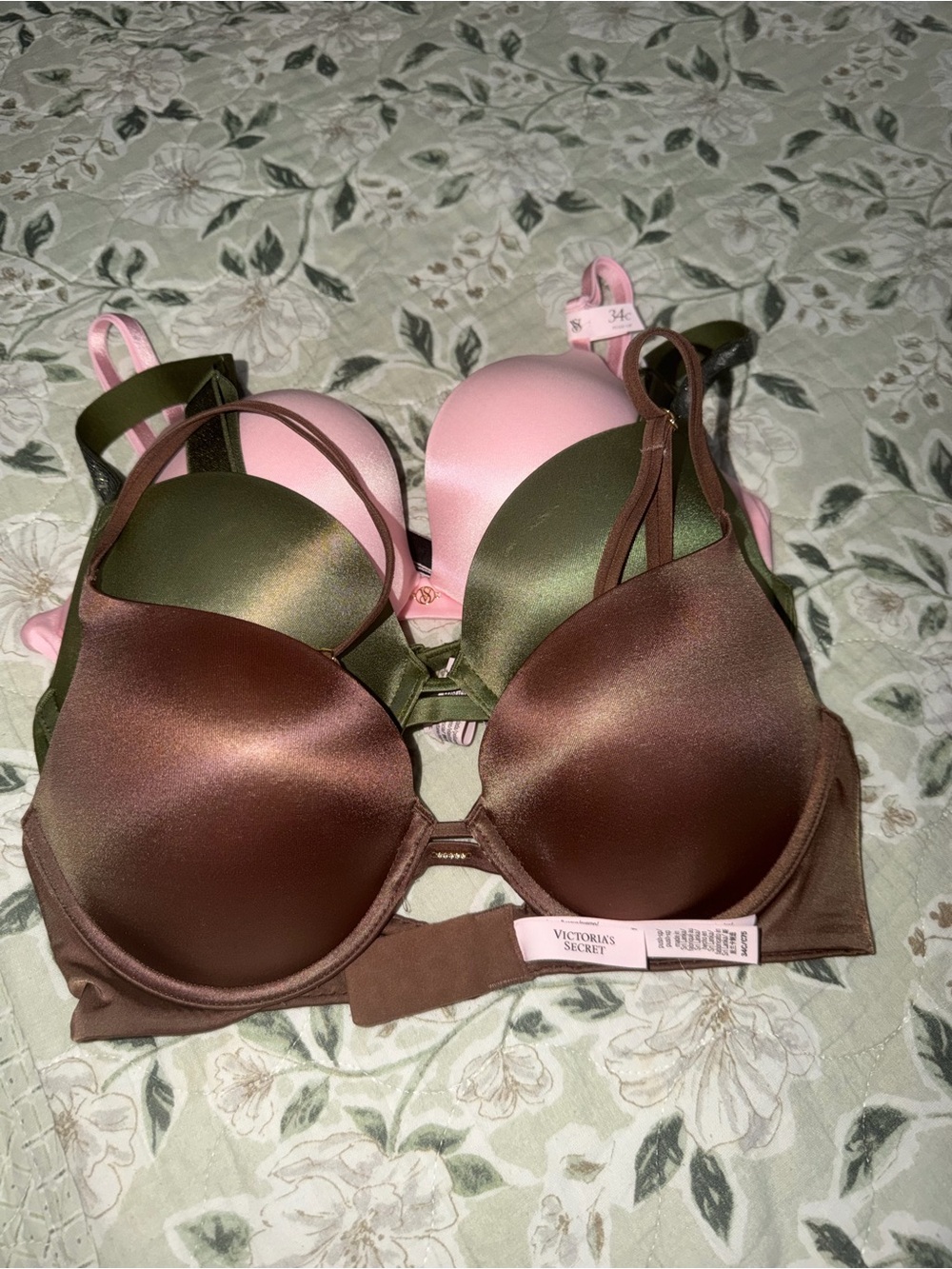 Victoria's Secret Brown and Pink Padded Bras Trio